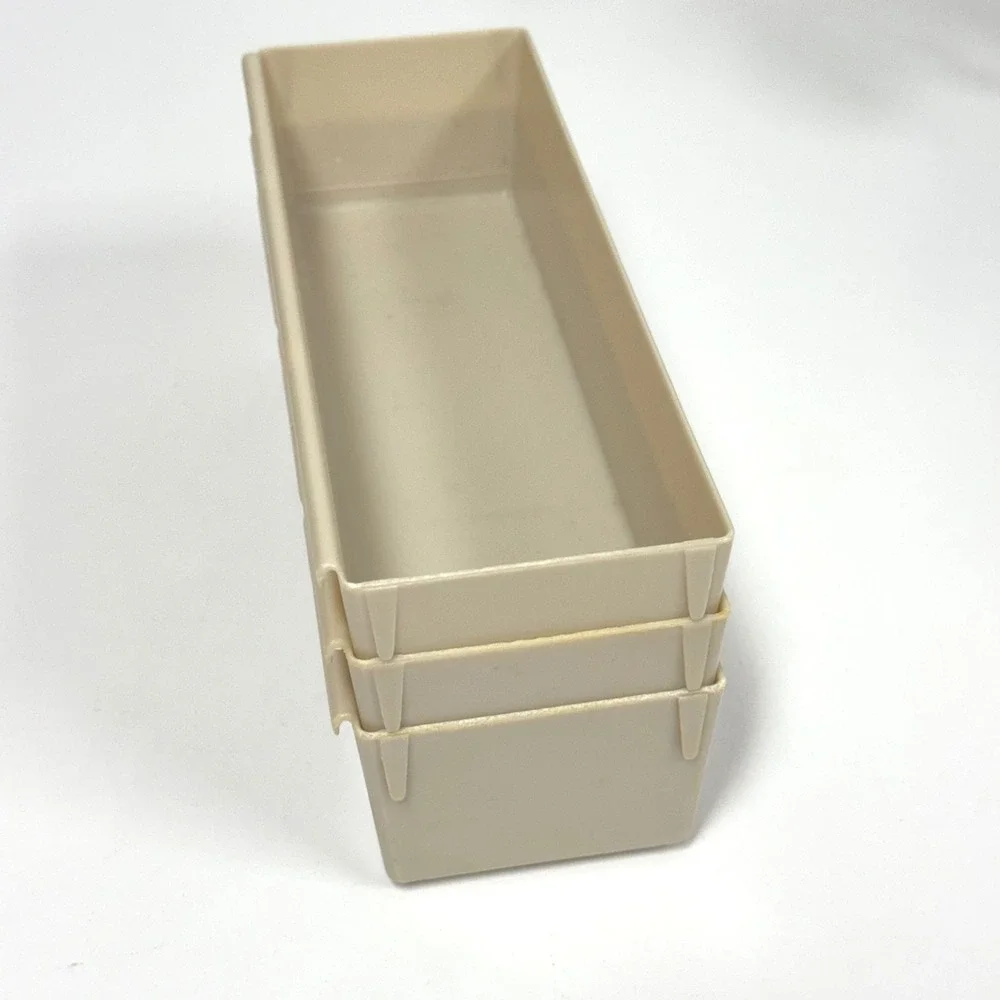 Set of 3 Rubbermaid  Vintage Interlocking Drawer Organizer Bins Beige USA #2915